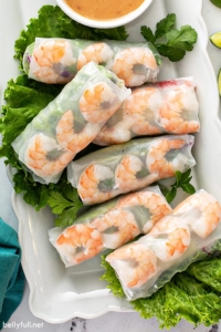 overhead view of 6 Vietnamese Shrimp Spring Rolls