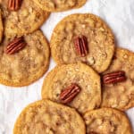 Overhead view of brown butter pecan cookies