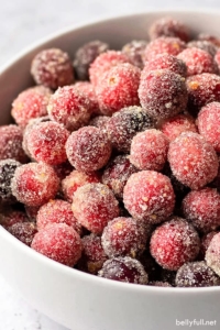 A bowl of sugared cranberries